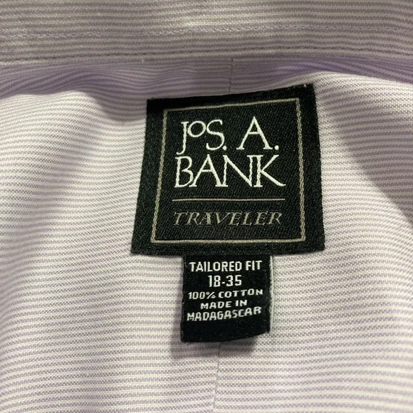 Jos A Bank Traveler Lavender Striped Long Sleeve Button-Up w/Pocket - SZ 18-35 - Picture 7 of 10